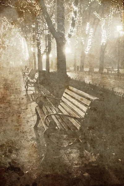 Лавки в центральний сад, Одеса Україна. Фото в старий стиль зображення. — стокове фото