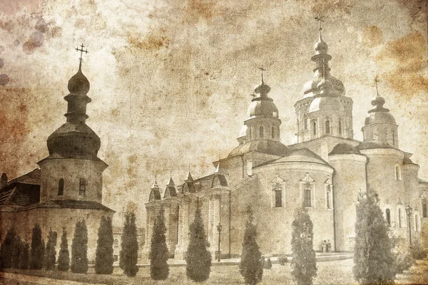 Katedrála v Kyjevě. Foto ve starém stylu obrázku — Stock fotografie