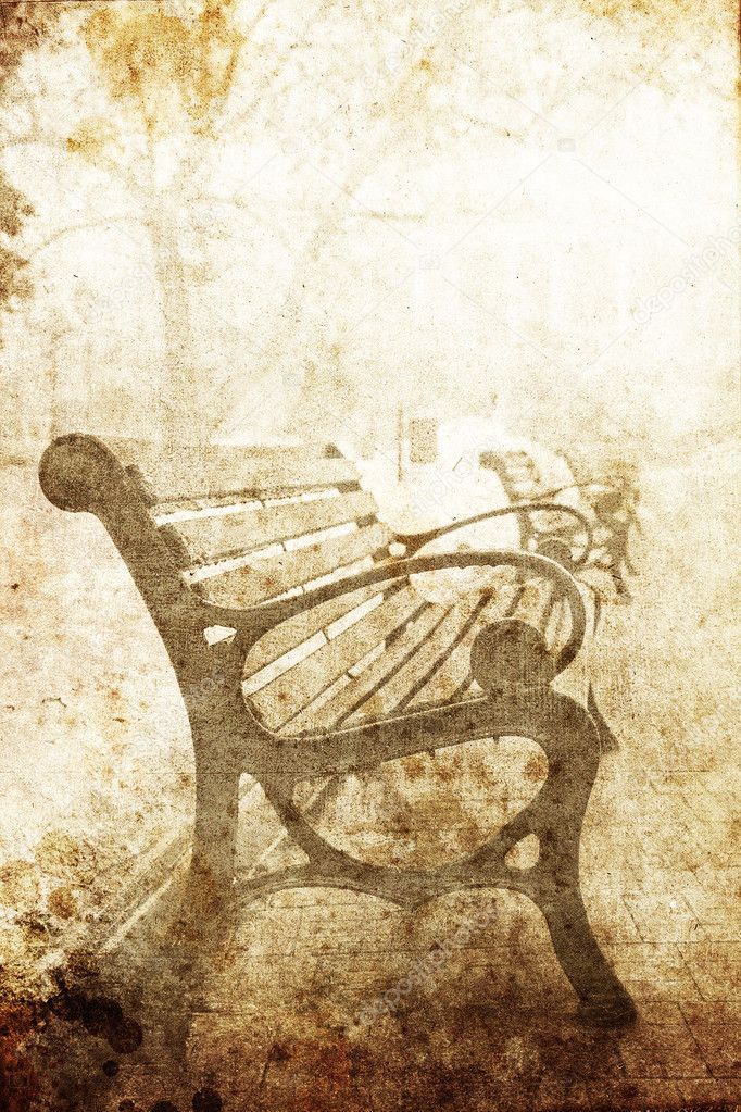 Bench in garden. Photo in old image style.