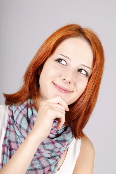 Portrait of beautiful red-haired girl. Studio shot. — Stock Photo, Image