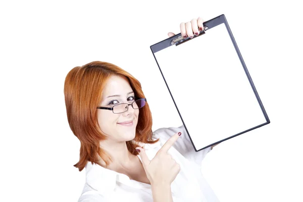 Young businesswomen with white plan board. — Stock Photo, Image