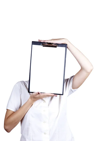Businesswomen with white plan board — Stock Photo, Image