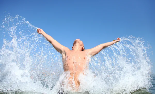 Splash swimmer in water. — Stock Photo, Image