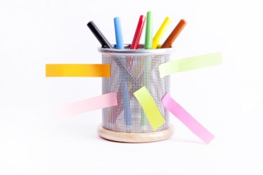 Reminder notes isolated on the basket with felt-tip pen. clipart