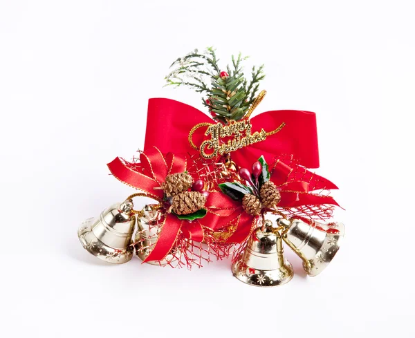Golden Christmas bell on white — Stock Photo, Image