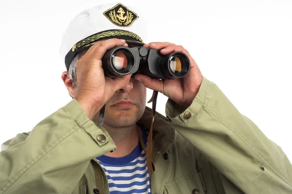 Námořník s dalekohledem — Stock fotografie