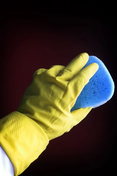 Sünger sarı eldiven — Stok fotoğraf