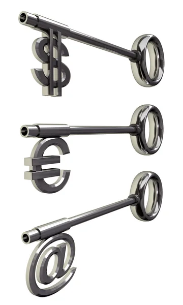 Keys with symbols isolated on white back — Stock Photo, Image