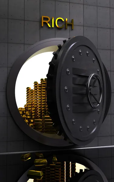 La gran caja fuerte con oro — Foto de Stock