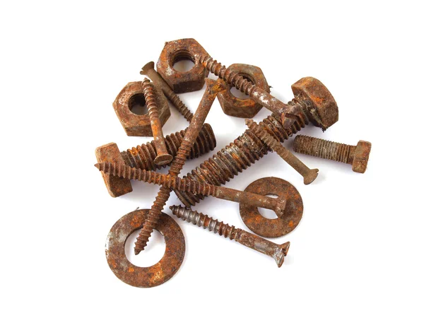 生锈的螺母、 螺栓和螺钉 — 图库照片