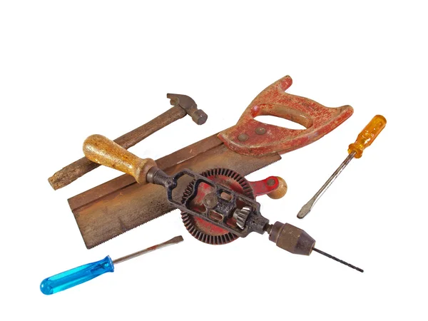 Разнообразные старые ручные инструменты — стоковое фото