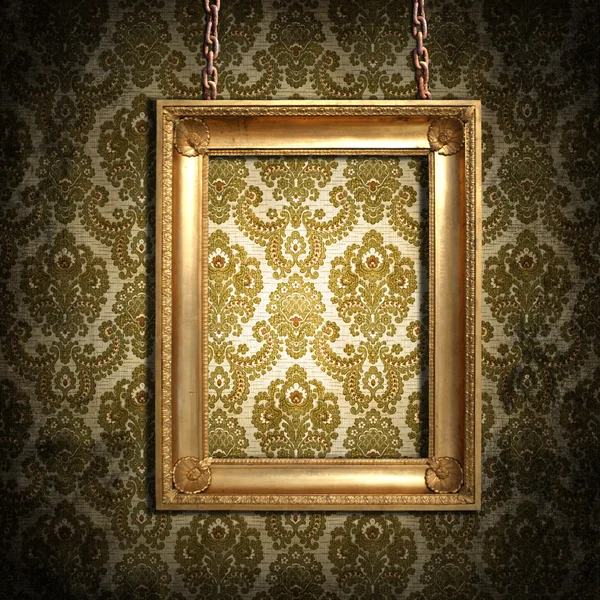 Dirty wallpaper and an empty frame — Stock Photo, Image
