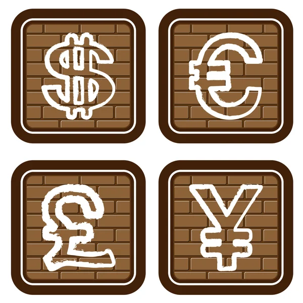 Brick buttons with icons of financial s — Stock Vector