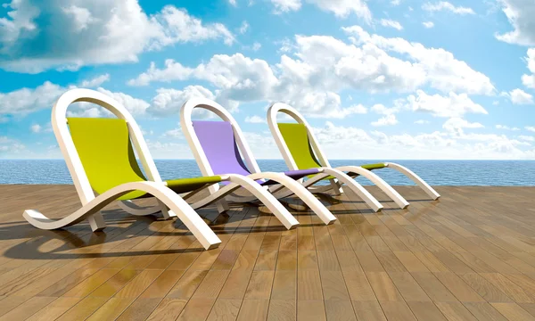 Ligstoelen voor zee — Stockfoto