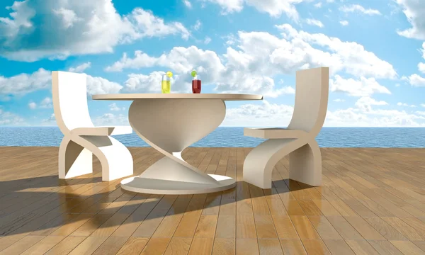 Mesa em frente ao mar — Fotografia de Stock