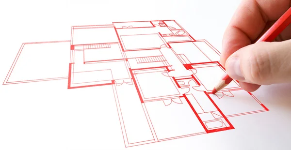 Plan van het huis tekening — Stockfoto