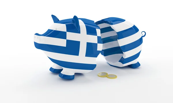 ギリシャのお金ボックス ブレーク — ストック写真