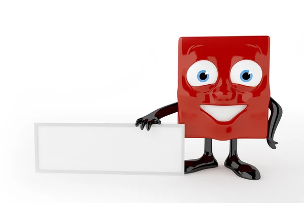 3d characters with empty board — Stock Photo, Image