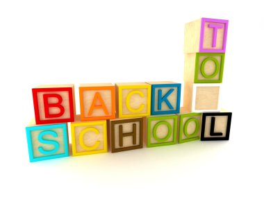 Back to school - wooden blocks letters clipart