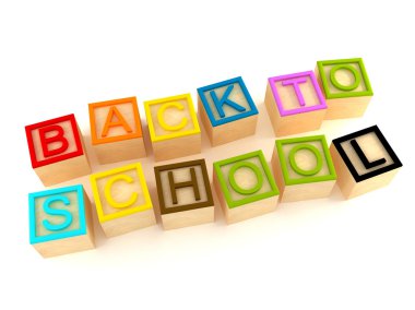 Back to school - wood letters cubes clipart