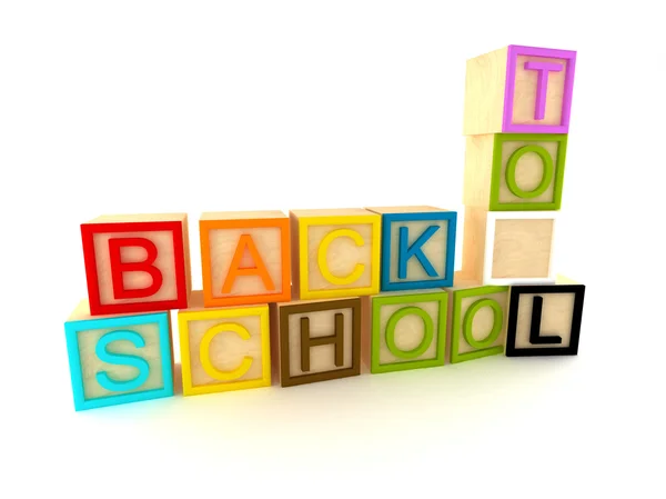 Back to school - wooden blocks letters — Stock Photo, Image
