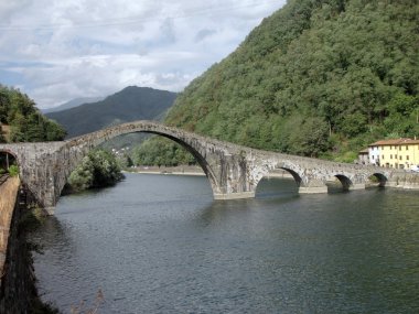 Ponte della Maddalena across the Serchio clipart