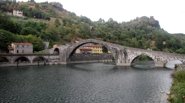 stock image Ponte della Maddalena across the Serchio