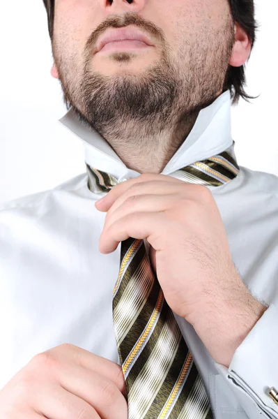 Uomo d'affari messo sulla cravatta — Foto Stock