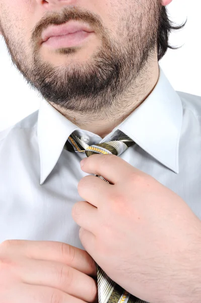Businessman put on the tie — Stock Photo, Image