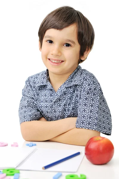 Learning process, cute kid ready for school's activities — Stock Photo, Image