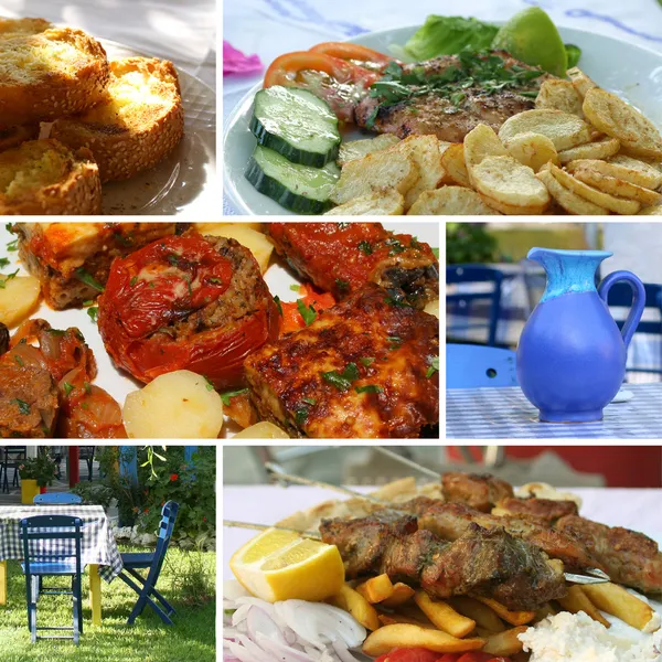 Greek cuisine collage — Stock Photo, Image