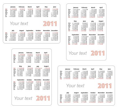 2011 calendar with blank space for your text or picture clipart