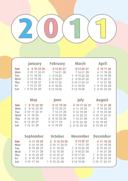 Kalender 2011, Vektor — Stockvektor
