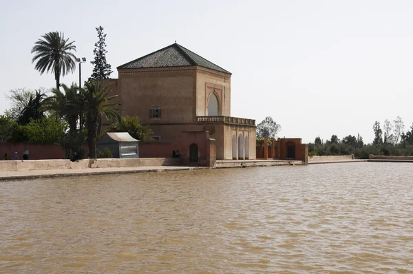 stock image Pavillion on Menara Gardens basin at Marrakech, Morocco