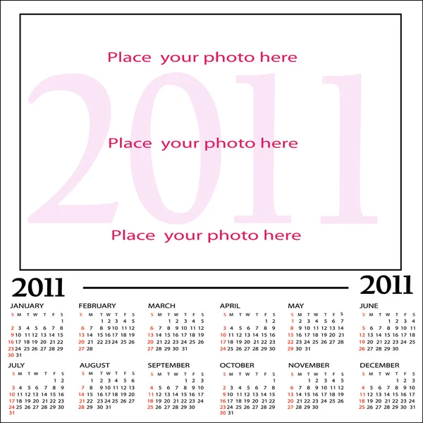 Kalender, Neujahr 2011 — Stockvektor