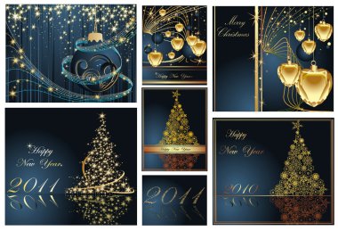 Merry Christmas and Happy New Year collection clipart