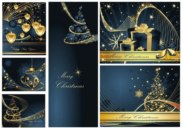 Feliz Navidad y Feliz Año Nuevo colección — Vector de stock