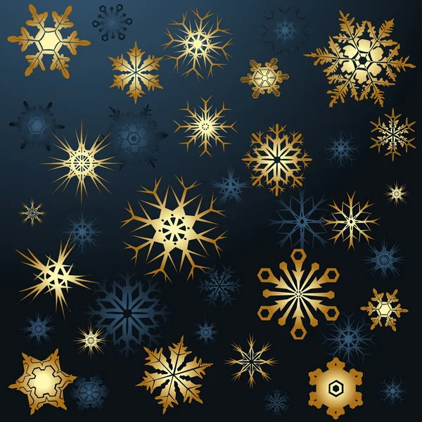Golden snowflakes — Stock Vector
