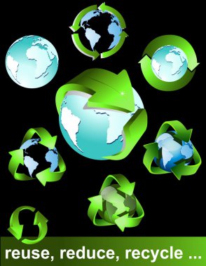 Eco, bio, green and recycle symbols clipart