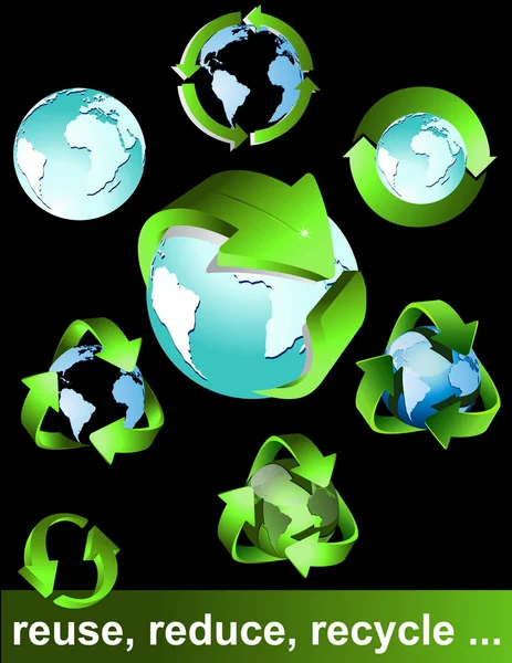 Eco, bio, groen en recycle symbolen — Stockvector
