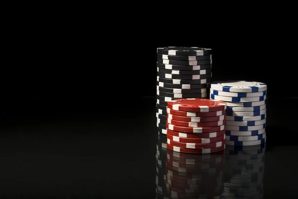Chips di poker Foto Stock