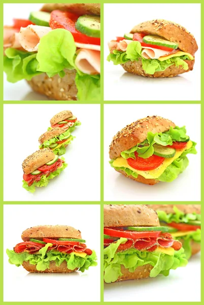 Collage de sándwiches frescos — Foto de Stock