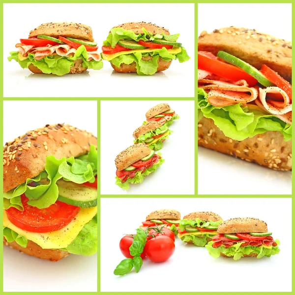 Kolaż świeże kanapki — Zdjęcie stockowe
