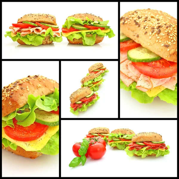 新鮮なサンドイッチのコラージュ — ストック写真