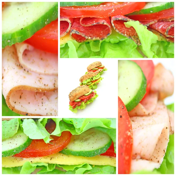 Collage de sándwiches frescos —  Fotos de Stock