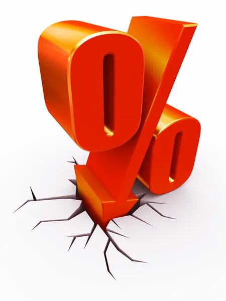 Discount percent hitting floor — Stock Photo, Image