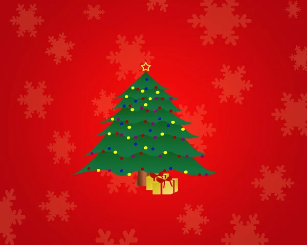 Vánoční strom na červeném pozadí — Stock fotografie