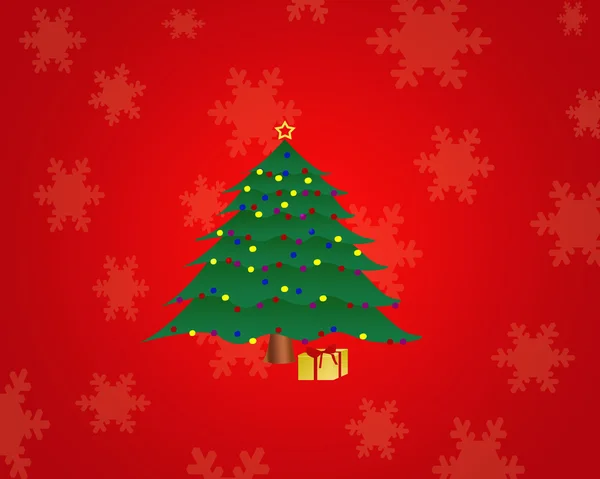 Árbol de Navidad sobre el fondo rojo —  Fotos de Stock