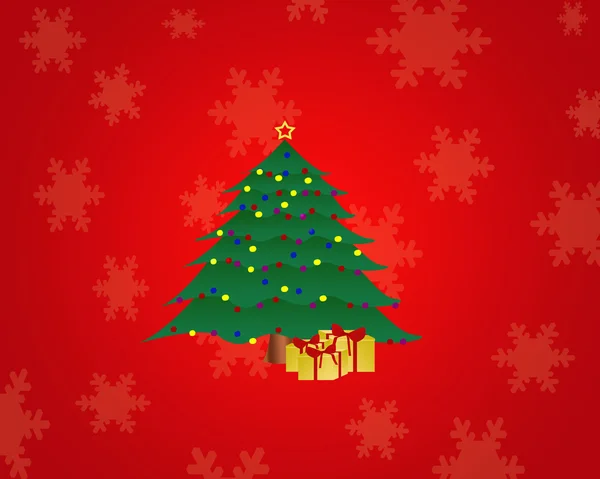 Árbol de Navidad sobre el fondo rojo — Foto de Stock