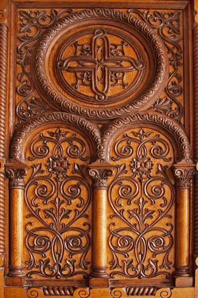 Red wood church door — Stock Photo, Image
